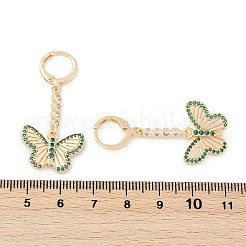 真鍮マイクロパヴェキュービックジルコニアフレンチフックピアス  ラックめっき  長持ちメッキ  鉛フリー＆カドミウムフリー  蝶  ゴールドカラー  41.5x20mm&nbsp;EJEW-K300-01G