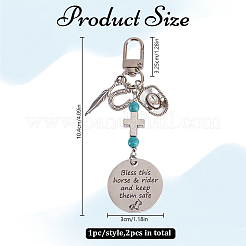 2Pcs 2 Styles Horse Theme Tibetan Style Alloy Pendants Decorations&nbsp;HJEW-DR00106