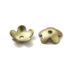 イオンプレーティング（IP）304ステンレススチールビーズキャップ  花  5花びら  アンティークブロンズ  5.5x6x1mm  穴：0.6mm&nbsp;STAS-K113-01AB