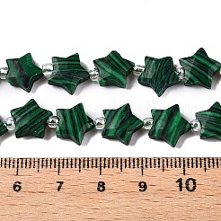 染色された合成マラカイトビーズ連売り  シードビーズで  多面カットスター  9~11x9~11x4~4.5mm  穴：1mm  約16個/連  0.7~7.28''（17.5~18.5センチメートル）  ビーズ：直径3mm  厚さ2mm  穴：0.7~0.9mm&nbsp;G-T138-191