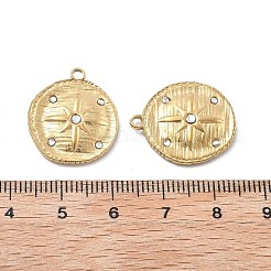 304ステンレススチールラインストーンペンダント  イオンプレーティング（ip）  フラットラウンドスター  18KGP本金メッキ  21x18x3mm  穴：1.8mm&nbsp;STAS-Z121-51G