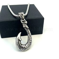 Vintage Style 304 Stainless Steel Fish Hook Pendant Necklaces for Men Women Jewelry&nbsp;NL8016