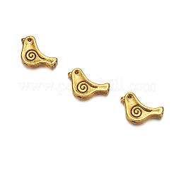 チベット風合金ビーズ  鉛フリー＆カドミウムフリー  鳥  アンティーク黄金  長さ9mm  15 mm幅  厚さ2.5mm  穴：1.5mm&nbsp;X-GAB5587Y