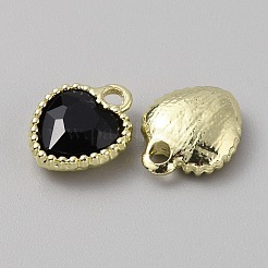 ガラスチャーム  軽金合金の発見  ハートチャーム  ブラック  13x10.5x4mm  穴：2mm&nbsp;GLAA-TAC0004-07LG-B07