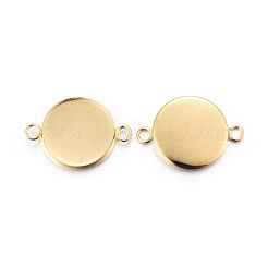 201ステンレススチールカボションコネクタセッティング  プレーンエッジベゼルカップ  フラットラウンド  24KGP本金メッキ  トレイ：16mm  25x18x2mm  穴：2mm&nbsp;STAS-F191-15G-F