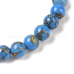 Synthetic Turquoise(Dyed) Round Beaded Stretch Bracelets&nbsp;G-U005-01A-06