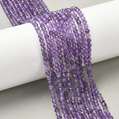 グレードAの天然アメジストビーズ連売り  多面カットラウンド  3mm  穴：0.8mm  約119個/連  14.96~15.35インチ&nbsp;G-A129-3mm-E02