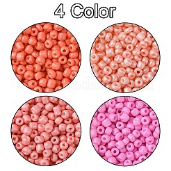 36g4色ベーキングペイントガラスシードビーズ  ピンク  8/0  3~3.5x2mm  穴：1~1.2mm  約9g /カラー&nbsp;SEED-FS0001-20B