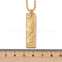 304 Stainless Steel Clear Cubic Zirconia Rectangle Constellation Pendant Necklaces for Women Men&nbsp;NJEW-S435-01G-C