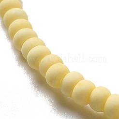 手作りのつや消し磁器ビーズ  フラットラウンド  ゴールド  4x3mm  穴：0.8mm  約134個/連  15.55インチ（39.5cm）&nbsp;PORC-E017-01K