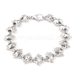 304 Stainless Steel Flower Link Chain Bracelets&nbsp;BJEW-D379-17P
