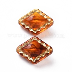 メッキクリアアクリルビーズ  ゴールドライン入り  菱形  チョコレート  18x14x9~9.5mm  穴：1.5mm  530個/ 500g&nbsp;OACR-P013-30A