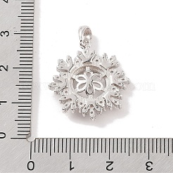 スターリングシルバーのペグベイルペンダント925個  キュービックジルコニア付き  中空の雪花チャーム  片穴パーツ用  プラチナメッキ  23.5x21x3.5mm  穴：4x5mm  ピン：1mm&nbsp;STER-B003-07P