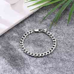 Tarnish Resistant Men's Fashionable 304 Stainless Steel Cuban Link Chain Bracelets&nbsp;BJEW-JB05657-02