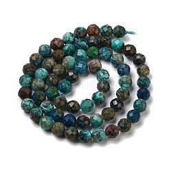 天然石クリソコラビーズ連売り  ファセット（64ファセット）  ラウンド  6mm  穴：0.8mm  約62~67個/連  15.16~15.55インチ（38.5~39.5cm）&nbsp;G-G927-15C