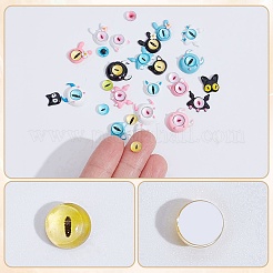 126Pcs 28 Styles Spray Printed Alloy Cabochons&nbsp;MRMJ-AR0001-25