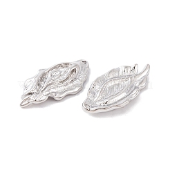 真鍮チャーム  カドミウムフリー＆ニッケルフリー＆鉛フリー  葉  プラチナ  23x11.5x3mm  穴：1mm&nbsp;KK-S376-07P