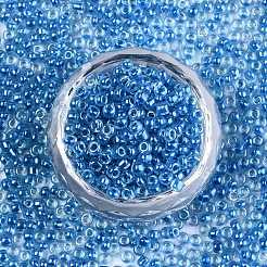 8/0 ガラスシードビーズ  透明な内側の色の光沢  丸い穴  ラウンド  ドジャーブルー  8/0  3~4x2~3mm  穴：0.8mm  約15000個/袋&nbsp;SEED-A015-3mm-2216