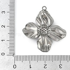 変色防止304ステンレススチールペンダント  花のチャーム  ステンレス鋼色  32.5x29.5x3mm  穴：1.6mm&nbsp;STAS-M078-03D-P