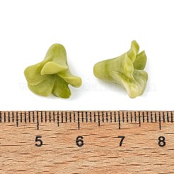 染め加工合成サンゴビーズ  花  オリーブ  14x11.5mm  穴：1.2mm&nbsp;GG-H001-01B-08