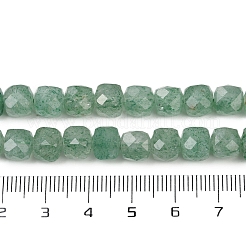 天然の緑のイチゴクォーツビーズ連売り  多面カット  キューブ  6.5~7.5x6.5~7.5x6.5~7.5mm  穴：1mm  約56個/連  15.55''（39.5センチメートル）&nbsp;G-H078-C42-6mm