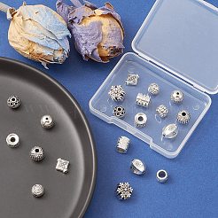 20個10スタイルチベットスタイルアロイビーズ  混合図形  アンティークシルバー  7.5~11x7.5~11x3.5~9.5mm  穴：1.4~4.4mm  2個/スタイル&nbsp;FIND-YW0003-68