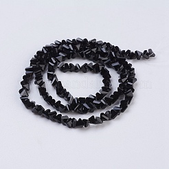 オペークガラスビーズ連売り  多面カット  三角形  ブラック  3x4x3mm  穴：1mm  約149個/連  13.3インチ（34cm）&nbsp;EGLA-J145-4mm-NA01