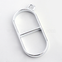 Rack Plating Alloy Open Back Bezel Pendants&nbsp;PALLOY-S047-33D-FF