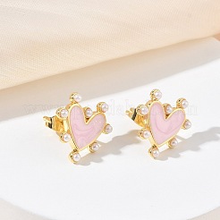 Valentine's Day Brass Enamel Stud Earrings&nbsp;EJEW-G464-02G