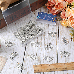 チベット風アロイペンダント50個  中空  蛾のチャーム  アンティークシルバー  22x36x1mm  穴：1.6mm&nbsp;FIND-SC0005-25