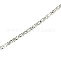 変色しにくい304ステンレススチール製フィガロチェーンネックレス  ステンレス鋼色  17.72インチ〜17.91インチ（45cm〜45.5cm）  4mm&nbsp;X-STAS-A028-N025P