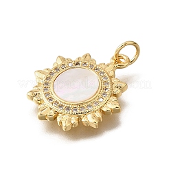 Brass Micro Pave Cubic Zirconia Shell Pendants&nbsp;KK-D328-12G