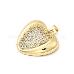 真鍮製マイクロパヴェキュービックジルコニアペンダント  ハートチャーム  ラックめっき  長持ちメッキ  鉛フリー＆カドミウムフリー  18KGP本金メッキ  23.5x24.5x7mm  穴：4x3.5mm&nbsp;KK-A266-03A-G