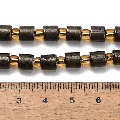 天然ゴールドパイライト/ゴールデンパイライトビーズ連売り  コラム  シードビーズで  6x6mm  穴：1mm  約22個/連  7.68''（19.5センチメートル）&nbsp;G-F833-K01-01