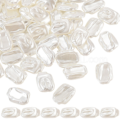 100個のABSプラスチックイミテーションパールビーズ  長方形  乳白色  25x18x6.5mm  穴：1.4mm&nbsp;OACR-LT0001-04