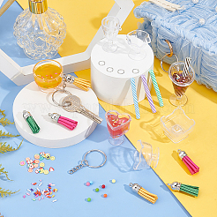 DIYミニサンデーカップキーホルダー作りキット  鉄キーホルダーリングを含む  ポリマークレイのフルーツカボション  プラスチックカップとフェイクスエードタッセルペンダント装飾  ミックスカラー&nbsp;DIY-OC0011-48