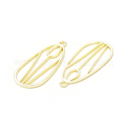 Rack Plating Alloy Teardrop with Tulip Pattern Open Back Bezel Pendants&nbsp;FIND-G052-51LG