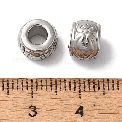 変色しない304ステンレススチールヨーロピアンビーズ  大穴ビーズ  ロンデル  ステンレス鋼色  6x9x6mm  穴：4mm&nbsp;STAS-I305-196P