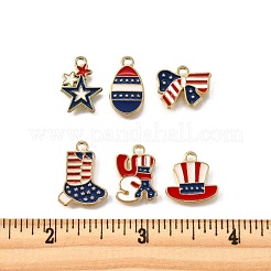 24個 6スタイル 独立記念日 合金エナメルペンダント  混合図形  ミックスカラー  13~19x10~16x1.5mm  穴：1.8mm  4個/スタイル&nbsp;ENAM-FP0002-31