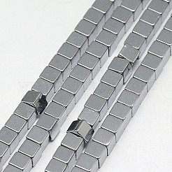 電気メッキ磁気無し合成ヘマタイトビーズ連売り  キューブ  グレードA  ミックスカラー  4x4x4mm  穴：1mm  約91個/連  16インチ&nbsp;G-J170A-4x4mm-M