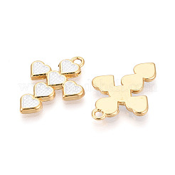 304ステンレススチールとエナメルペンダント  クロス＆ハートチャーム  ゴールドカラー  ホワイト  25x18x2mm  穴：1.8mm&nbsp;STAS-T073-62B-G
