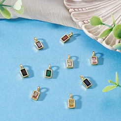 9Pcs 9 Colors Rectangle Brass Micro Pave Cubic Zirconia Charms&nbsp;KK-TA0008-33