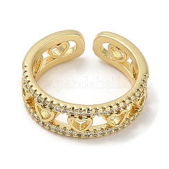 Rack Plating Brass Micro Pave Cubic Zirconia Cuff Finger Rings for Women&nbsp;RJEW-C114-11B-G
