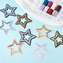 16Pcs 4 Colors Polyester and Plastic Embroidery Lace Appliques&nbsp;DIY-GA0007-40