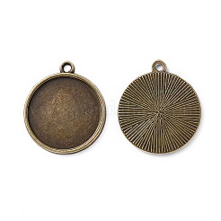 フラットラウンド合金のペンダントカボションのセッティング  プレーンエッジベゼルカップ  カドミウムフリー＆ニッケルフリー＆鉛フリー  アンティークブロンズ  トレイ：20mm  26x23x2mm  穴：2mm  約525個/キログラム&nbsp;PALLOY-N0088-37AB-NF