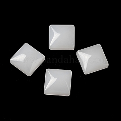 ガラスカボション  天然石風  正方形  ホワイト  10x10x4mm&nbsp;GLAA-B017-02A