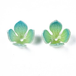 プラスチックビーズ  花  薄緑  12~13.5x12~13x8mm  穴：1.2mm&nbsp;KY-N015-049C