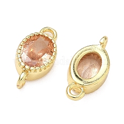 Brass Pave Cubic Zirconia Oval Connector Charms&nbsp;KK-P348-07G-04