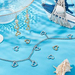 304ステンレススチール製リンキングリング16個  ハート  ゴールデン·ステンレス鋼色  13x15x2.5mm  穴：5mm&nbsp;STAS-UN0025-93