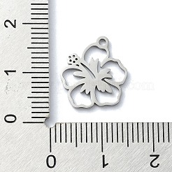 変色しない304ステンレススチールペンダント  レーザー切断  花のチャーム  ステンレス鋼色  14x13x1mm  穴：1mm&nbsp;LS-STAS-C097-17P
